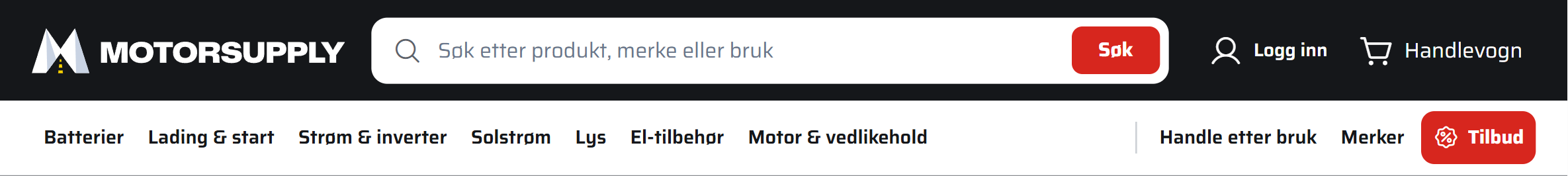 Fjellvei i nettbutikkens header